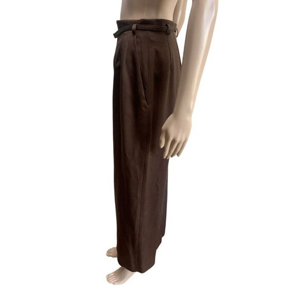 Liz Claiborne Silk and Wool Vintage Belted Career Maxi Skirt Brown 6 - Picture 3 of 6